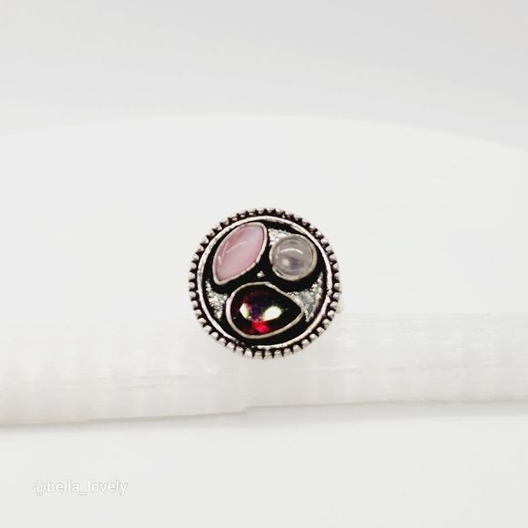 Garnet Rose Quartz Ethnic Handmade Ring Jewelry US Size 8.25 - Picture 4 of 5